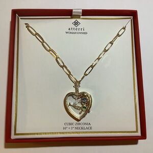 Atterri Heart Pendant Necklace With Floating Charms New In Box